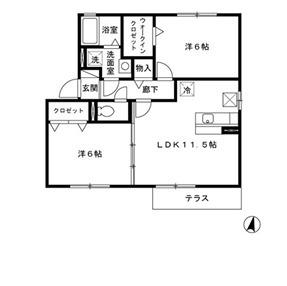 メゾンドフルール(2LDK/2階)の間取り写真