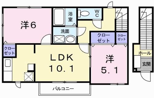 エーデルII(2LDK/2階)の間取り写真