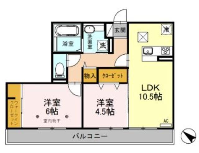 東武東上線 朝霞駅 徒歩24分 3階建 築8年(2LDK/3階)の間取り写真
