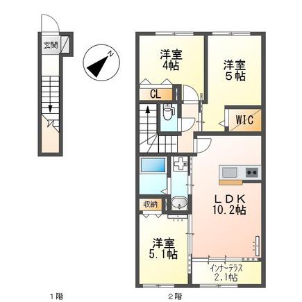MANA(3LDK/2階)の間取り写真
