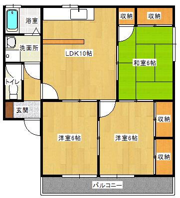 セジュールみくまりA(3LDK/2階)の間取り写真