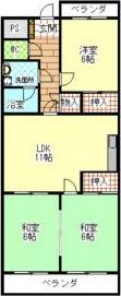 マンション東柴第2(3LDK/1階)の間取り写真