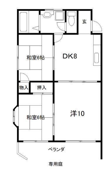 水前寺コーポ(3DK/1階)の間取り写真