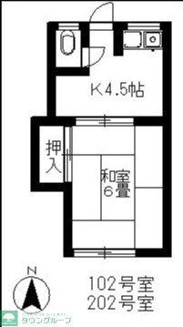 北岡荘(1K/1階)の間取り写真