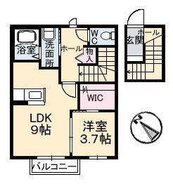 シャーメゾン瑠璃(1LDK/2階)の間取り写真