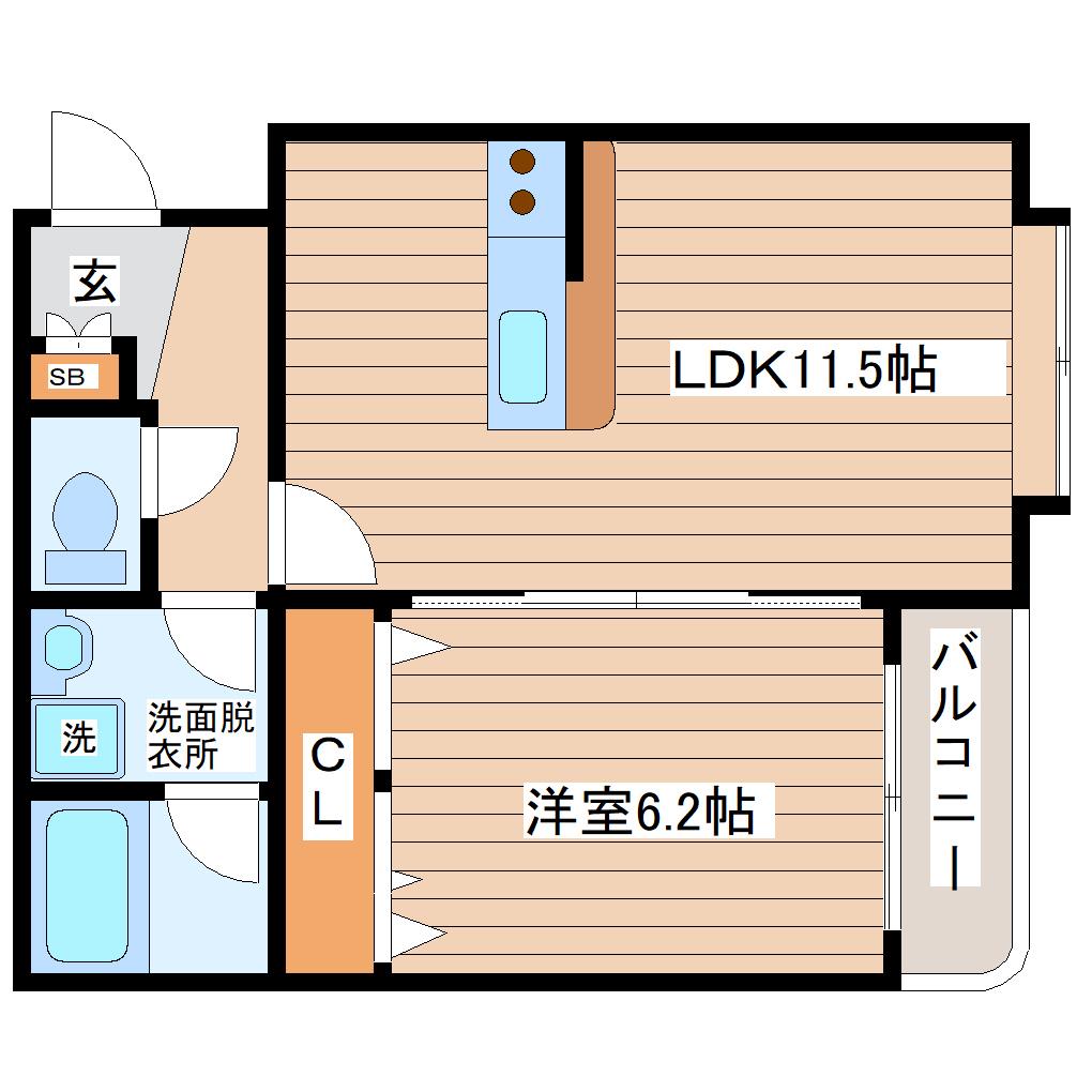 フローレンス(1LDK/3階)の間取り写真