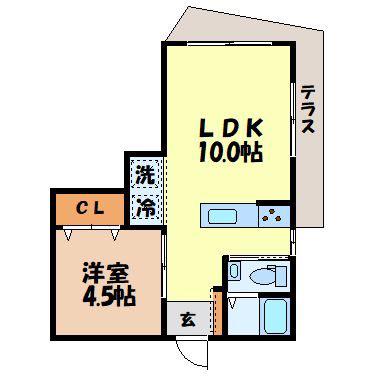 コーポ山田A(1LDK/1階)の間取り写真