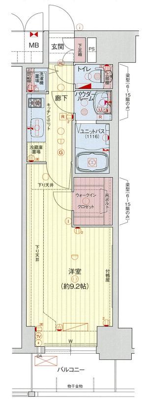 プレサンス江戸堀(1K/7階)の間取り写真