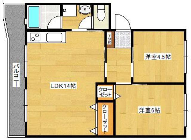ベラミ和白東(2LDK/2階)の間取り写真