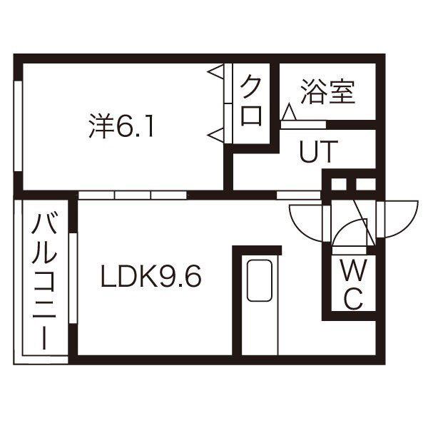 グランジェ月寒公園(1LDK/1階)の間取り写真