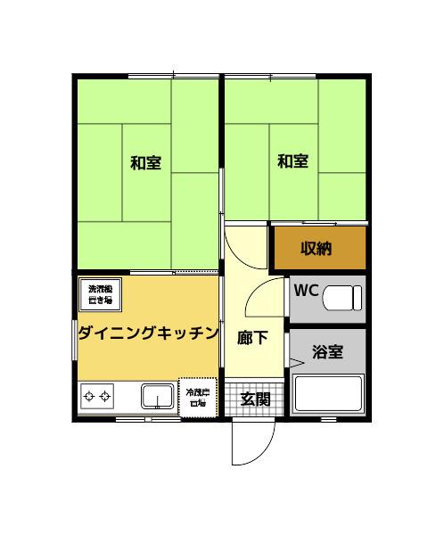 エステートアタゴ パートIII(2DK/1階)の間取り写真