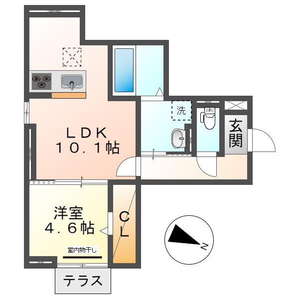 RESIDENCE阿知(1LDK/1階)の間取り写真