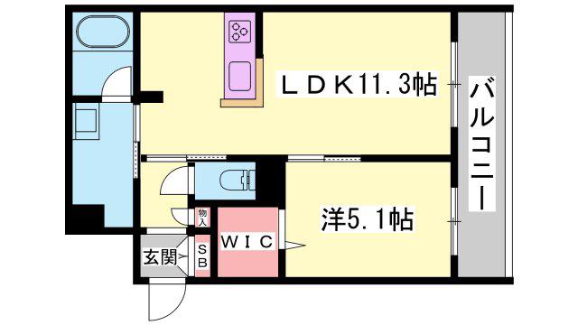 シャーメゾン 姫路R(1LDK/2階)の間取り写真