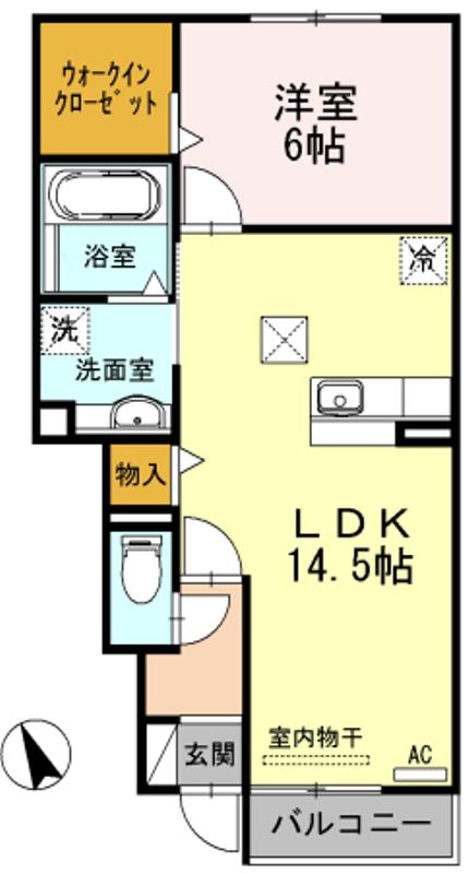 ゴールドバレーII(1LDK/1階)の間取り写真