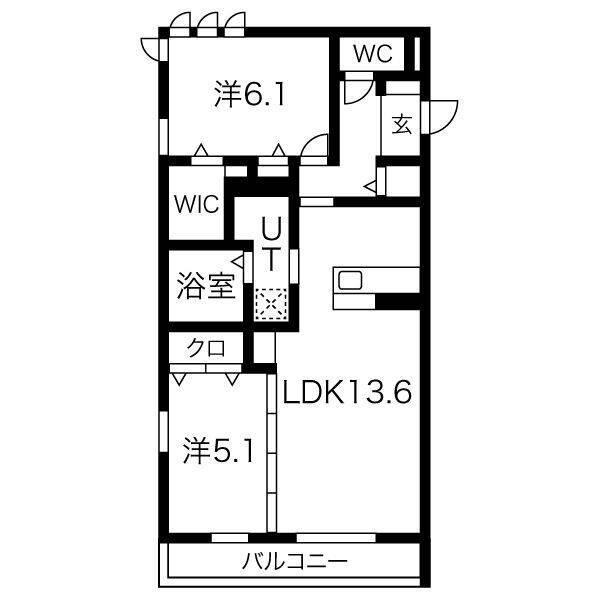 シャルムソレイユII番館(2LDK/2階)の間取り写真