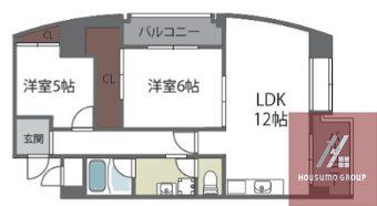ジュネスニッコー(2LDK/4階)の間取り写真