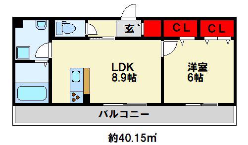 サニーイースト(1LDK/2階)の間取り写真