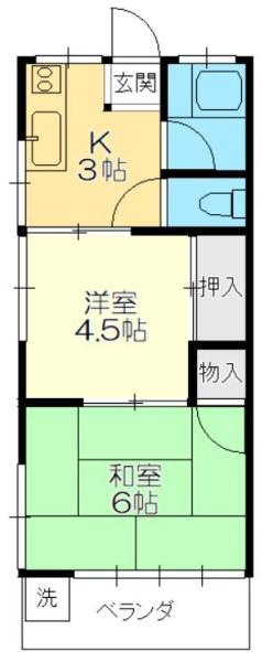 グリーンハイツ(2K/2階)の間取り写真
