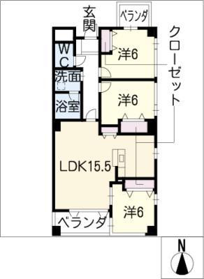 コモド覚王山(3LDK/3階)の間取り写真