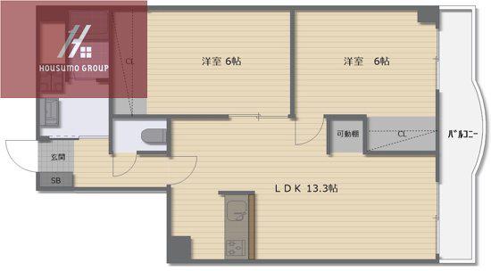 グランドール南平野(2LDK/4階)の間取り写真