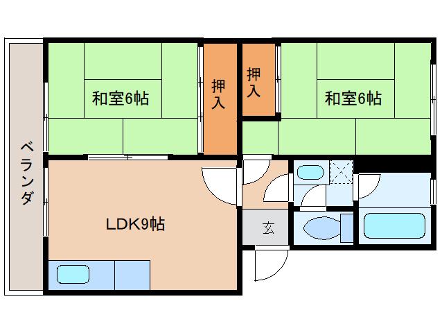 グリーンハイツ(2LDK/3階)の間取り写真