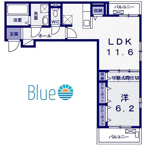 ガーデンテラス サクラ(1LDK/1階)の間取り写真