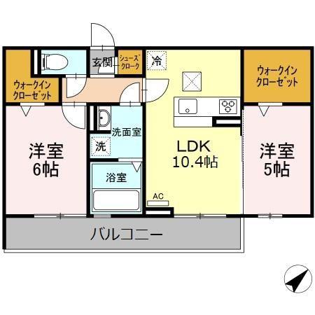 グランツI(2LDK/1階)の間取り写真