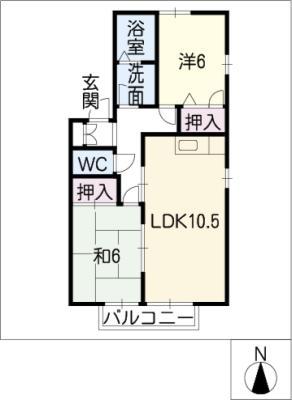 ハイム桜木(2LDK/2階)の間取り写真