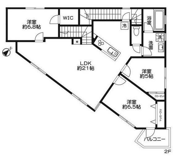 柿の木坂マンション(3LDK/2階)の間取り写真