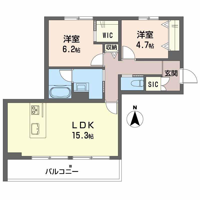 TERRACE米ケ袋(2LDK/1階)の間取り写真