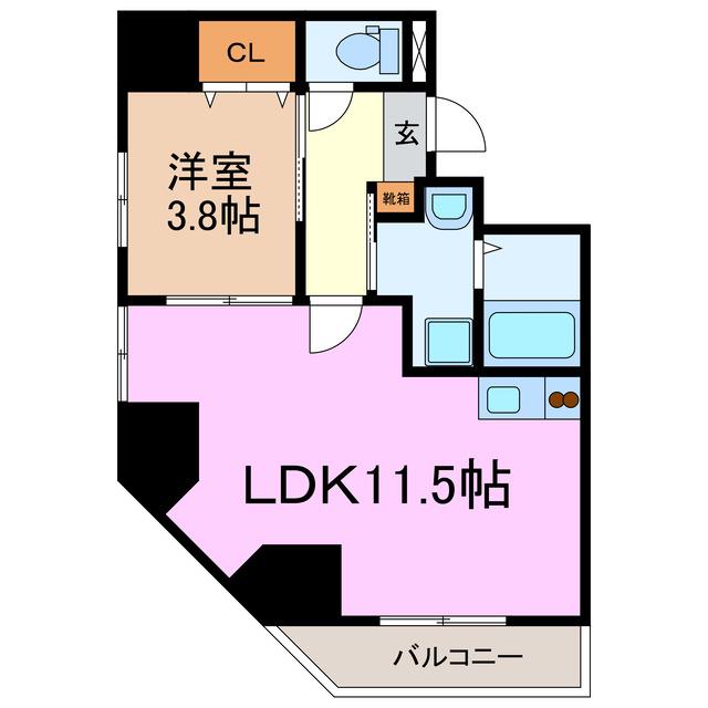 ボナール・ド・フルール(1LDK/2階)の間取り写真