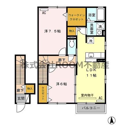 グランシャリオI番館(2LDK/2階)の間取り写真