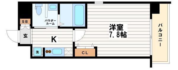 W-STYLE北浜(1K/2階)の間取り写真