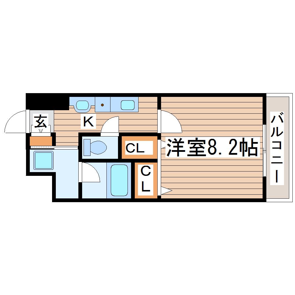 アイーラ渡辺(1K/4階)の間取り写真