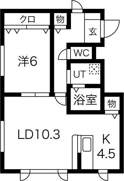 アンティリス平岸(1LDK/2階)の間取り写真