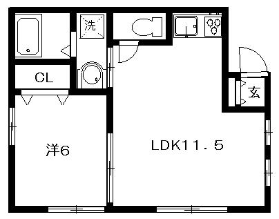 ルージュエヴェール(1LDK/1階)の間取り写真