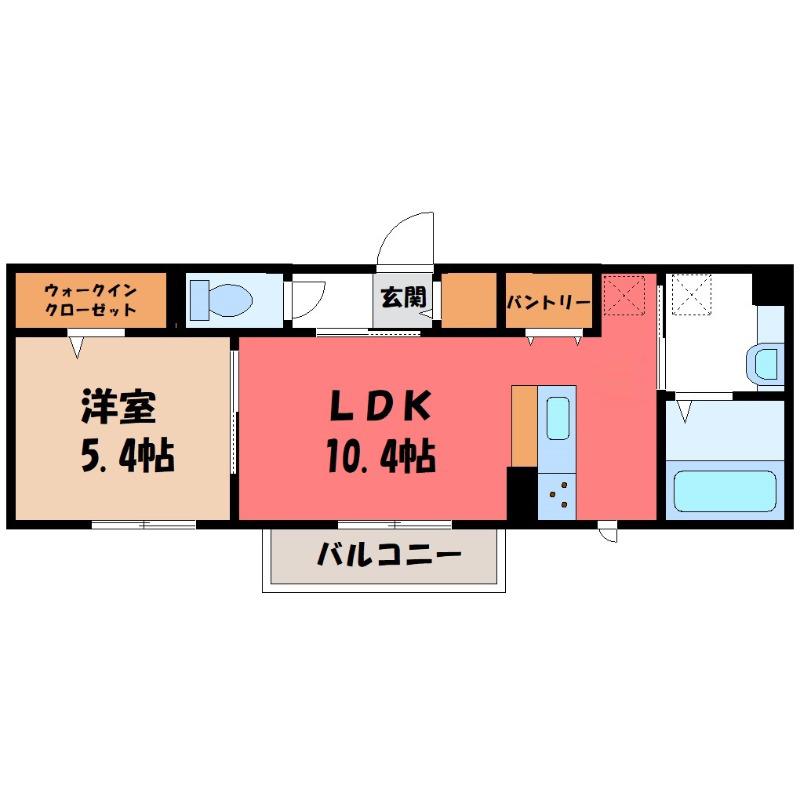 ソッリーゾ A(1LDK/2階)の間取り写真