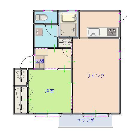 アパート桜(1LDK/1階)の間取り写真