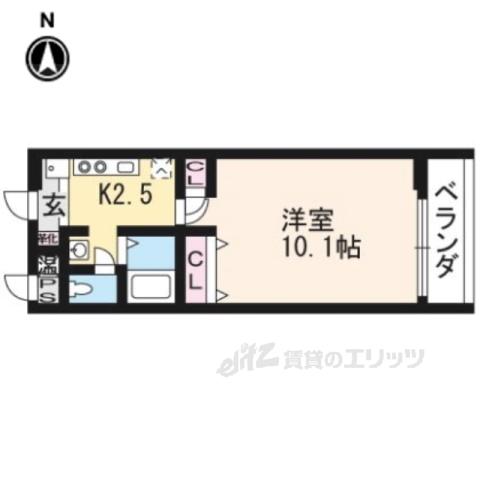 シルクシティ花・紫明(1K/4階)の間取り写真