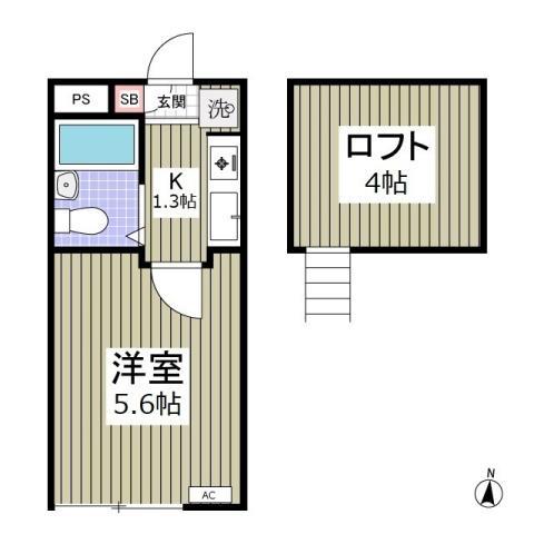 グリーンパレス(1K/1階)の間取り写真