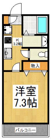 フォレスト小平(1K/2階)の間取り写真