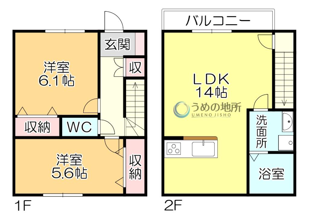 K-IDEAL久留米IIIB棟(2LDK/1階)の間取り写真