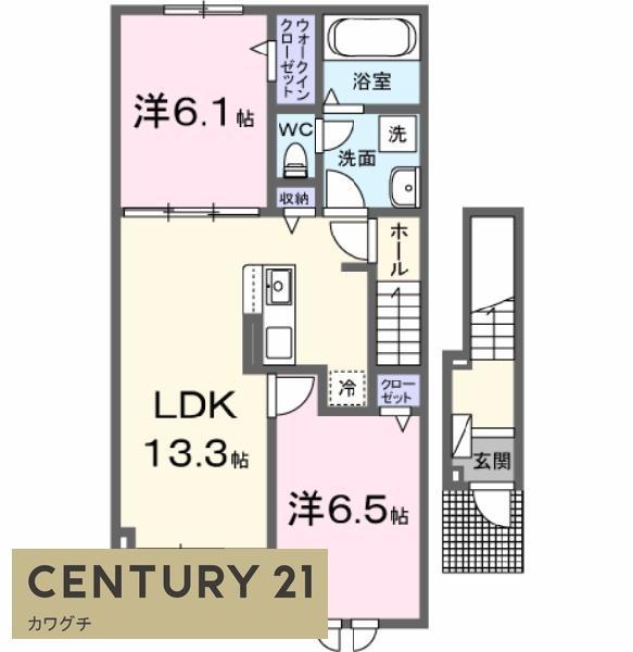 プルミエールサンII(2LDK/2階)の間取り写真