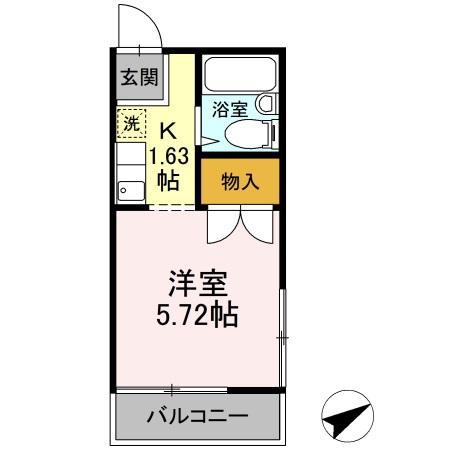 ベルメゾン(1K/2階)の間取り写真