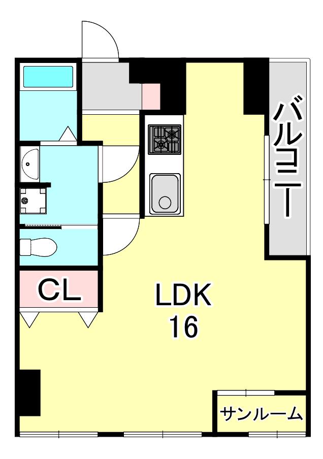 神ノ木植田マンション(ワンルーム/2階)の間取り写真