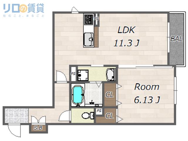 SHAMAISON ひかり(1LDK/1階)の間取り写真