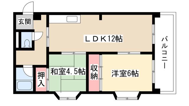 グリーン西山(2LDK/3階)の間取り写真