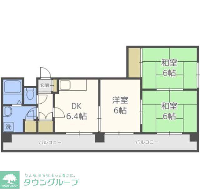 サンヴィレッジ平尾(3DK/8階)の間取り写真