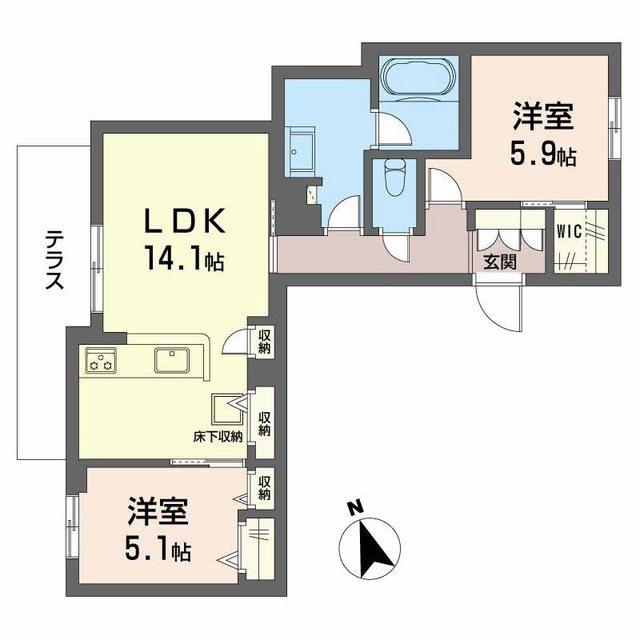 モノリス天王寺(2LDK/1階)の間取り写真