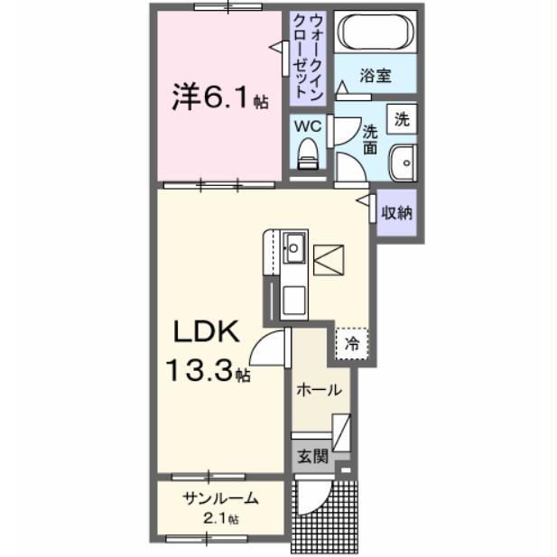 パークアクシス藤岡 ABCDE(1LDK/1階)の間取り写真